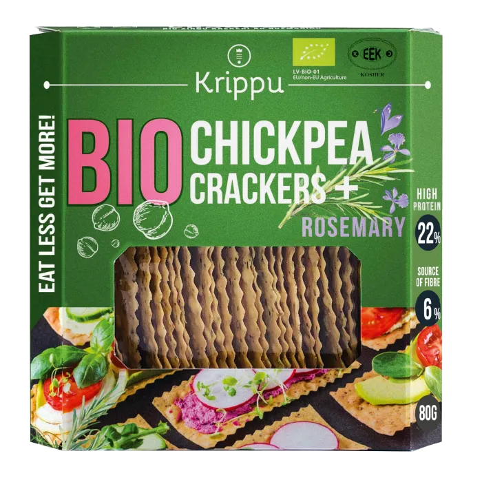 Crackers din naut cu rozmarin. BIO, vegan, 80 g