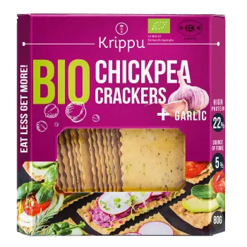 Crackers din naut cu usturoi, BIO, vegan, 80 g