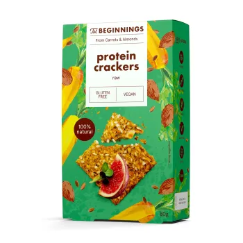 Crackers proteici, raw, vegan, fara gluten, The Beginnings, 80g