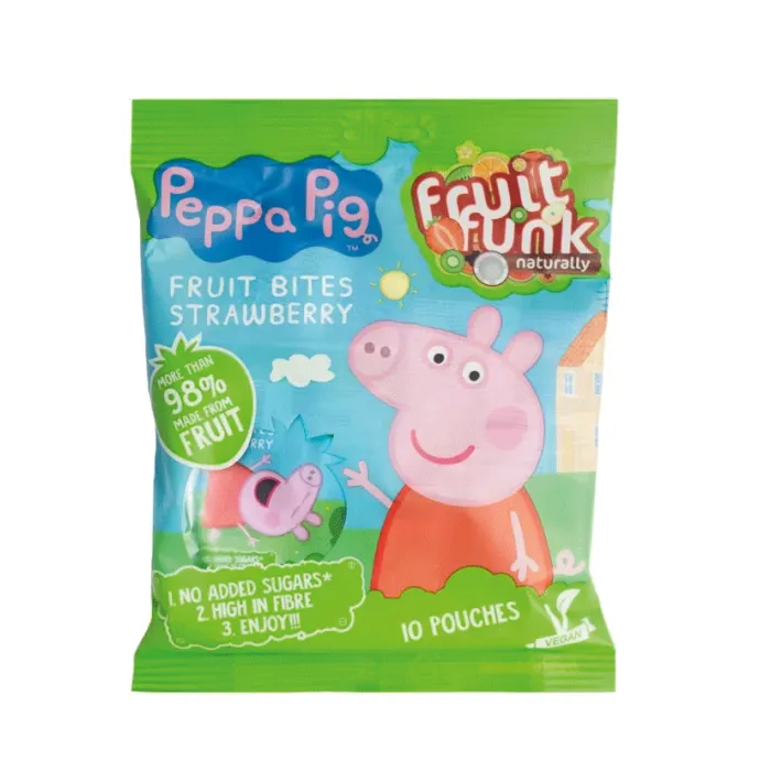 Gustare de fructe cu capsuni, Peppa Pig, vegan, fara zahar, 10x10g