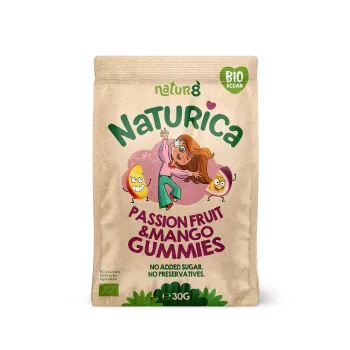 Naturica- Jeleuri din fructe cu mango si fructul pasiunii, bio, vegan, fara alergeni, 30 g
