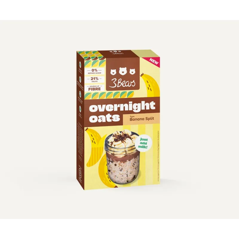 Overnight Oats Porridge banane, 400 g, vegan, fara zahar