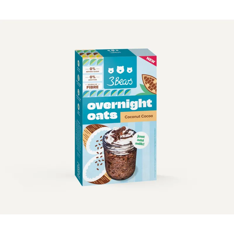 Overnight Oats Porridge cacao, 400 g, vegan, fara zahar