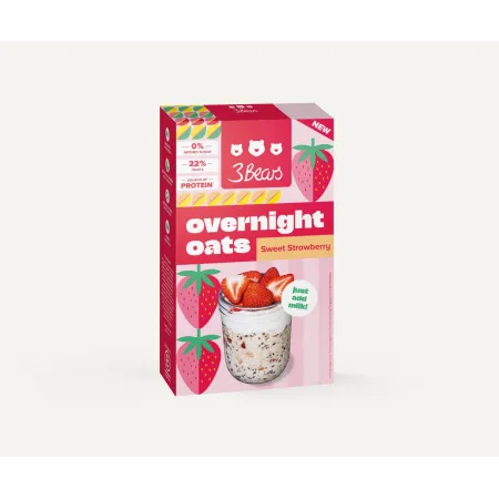 Overnight Oats Porridge capsuni, 400 g, vegan, fara zahar