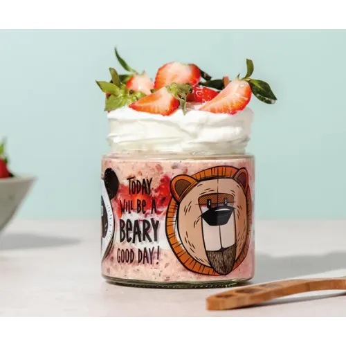 Overnight Oats Porridge capsuni, 400 g, vegan, fara zahar