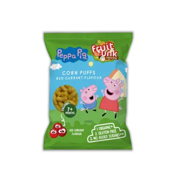 Pufuleti cu aroma de coacaze rosii si adaos de vitamina B1, Peppa Pig, BIO, 7luni+, 50g