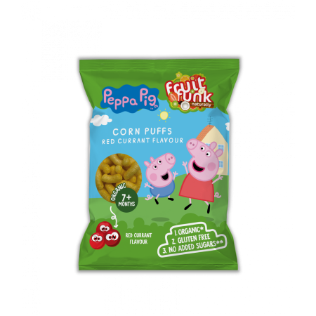 Pufuleti cu aroma de coacaze rosii si adaos de vitamina B1, Peppa Pig, BIO, 7luni+, 50g