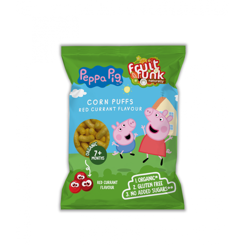 Pufuleti cu aroma de coacaze rosii si adaos de vitamina B1, Peppa Pig, BIO, 7luni+, 50g