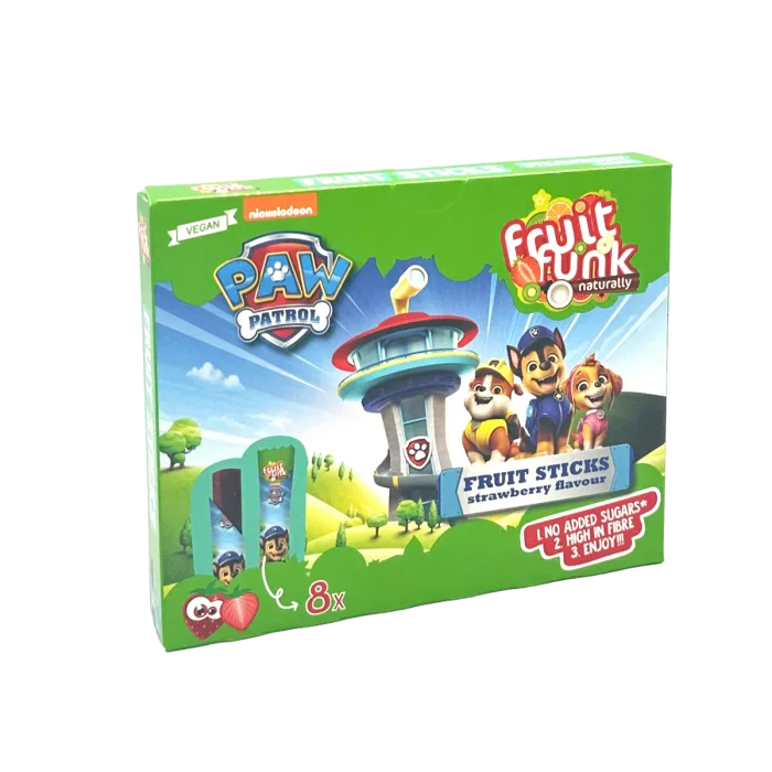 Sticks din fructe cu capsuni, Paw Patrol, vegan, fara zahar, 8x10 g