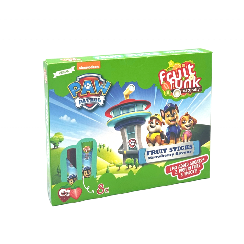 Sticks din fructe cu capsuni, Paw Patrol, vegan, fara zahar, 8x10 g
