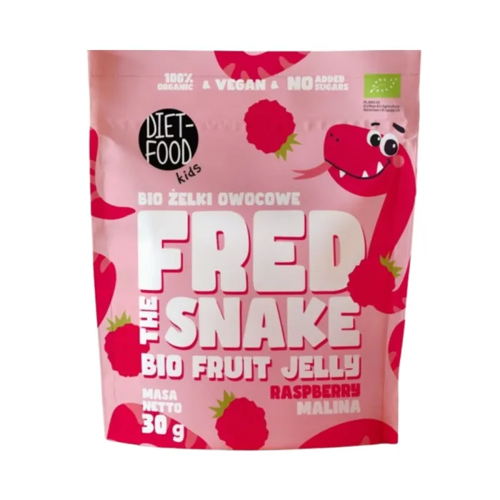 Jeleu de fructe Bio Fred The Snake - Zmeura (30 grame), Diet Food