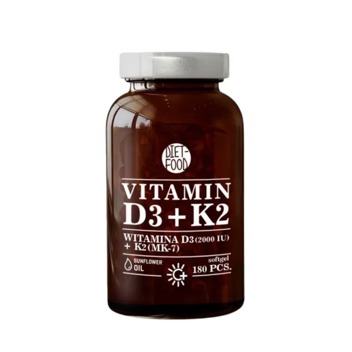 Vitamina D3+K2 (180 capsule), Diet Food