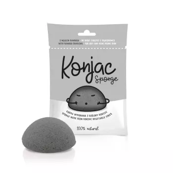 Burete Konjac cu carbune din bambus pentru ten gras cu tendinta acneica