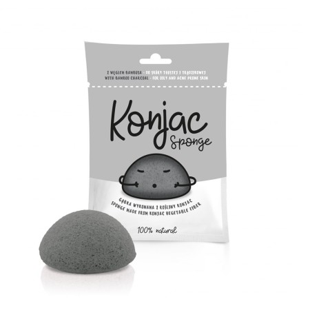 Burete Konjac cu carbune din bambus pentru ten gras cu tendinta acneica