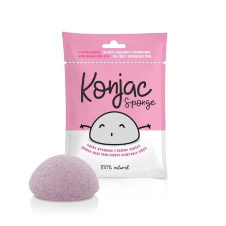 Burete Konjac cu argila roz pentru ten obosit, devitalizat