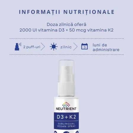 Vitamina D3+K2 Vegan Oral Spray (30ml), Neutrient