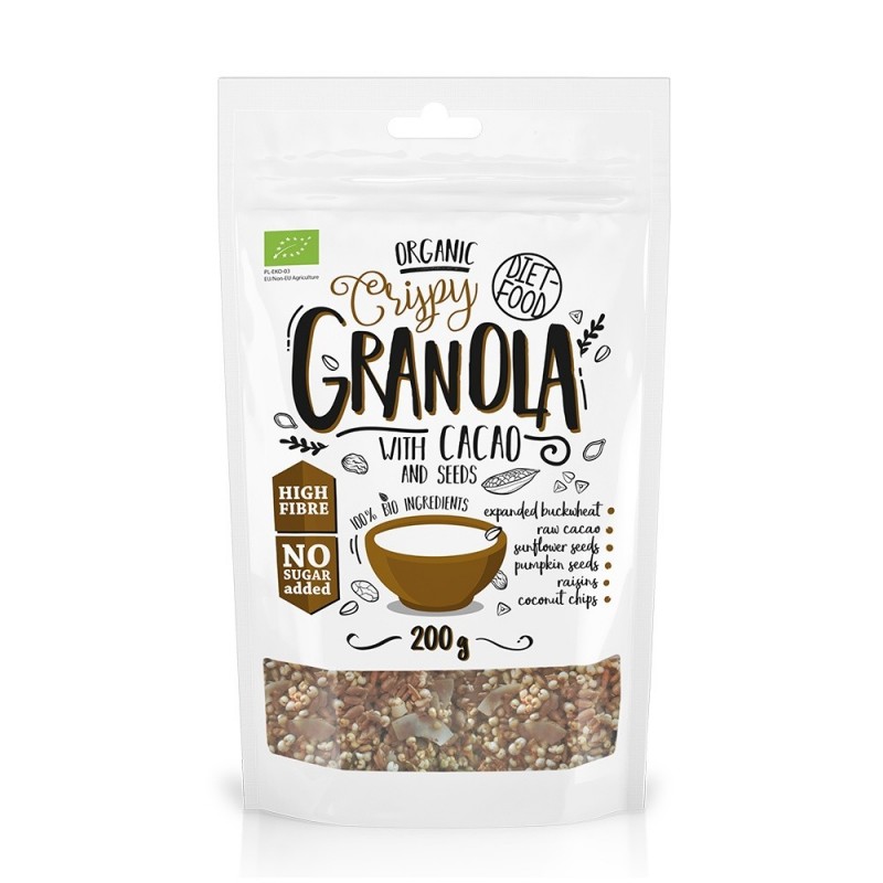 Granola bio cu cacao (200g), Diet-Food - Botaniq.ro ...