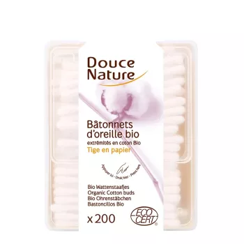 Betisoare de urechi cu bumbac organic (200buc), Douce Nature Betisoare de urechi cu bumbac organic (200buc), Douce Nature