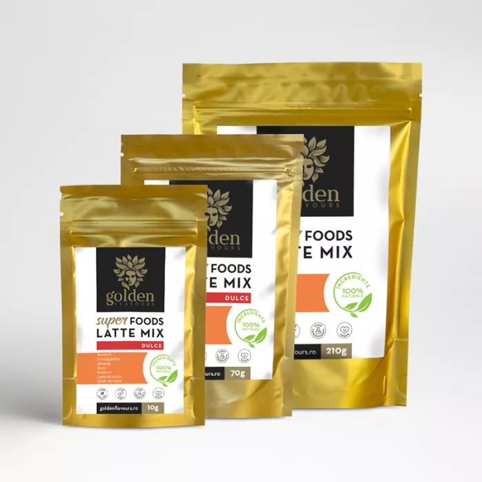 Superfoods Latte Mix Dulce (210 grame), Golden Flavours Superfoods Latte Mix Dulce (210 grame), Golden Flavours