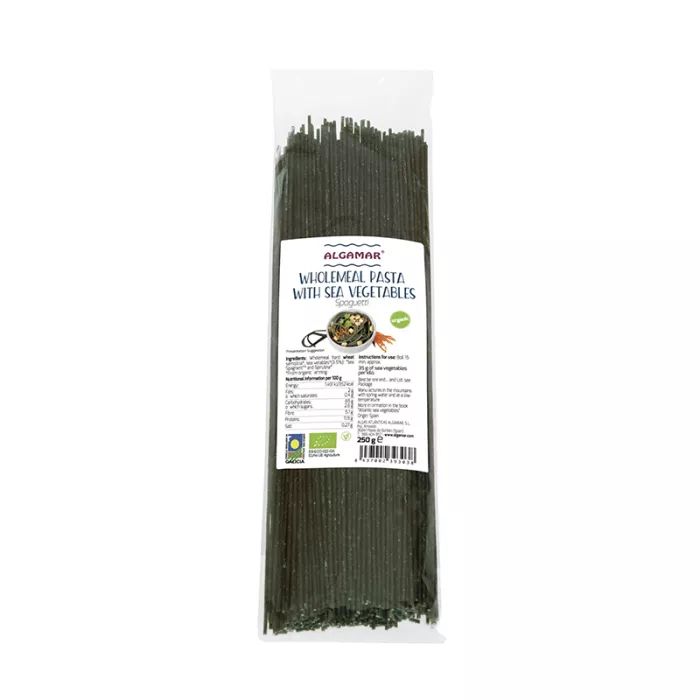 Spaghetti integrale cu alge marine bio (250g), Algamar Spaghetti integrale cu alge marine bio (250g), Algamar