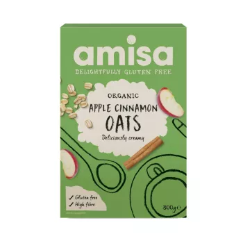 Porridge din ovaz cu mar si scortisoara fara gluten bio (300 grame), Amisa