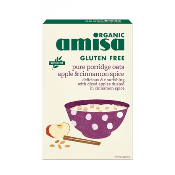 Porridge din ovaz cu mar si scortisoara fara gluten bio (300 grame), Amisa Porridge din ovaz cu mar si scortisoara fara gluten bio (300 grame), Amisa