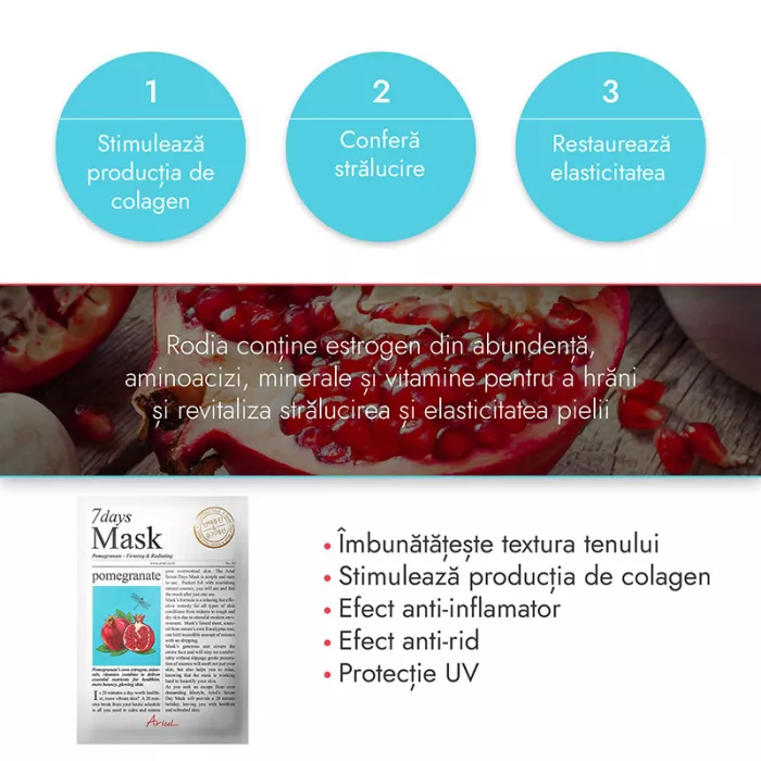Masca servetel 7Days Rodie - fermitate si luminozitate (20 grame), Ariul Masca servetel 7Days Rodie - fermitate si luminozitate (20 grame), Ariul