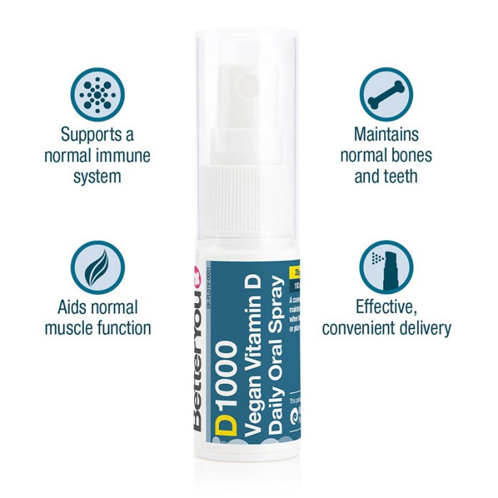 D1000 Vegan Vitamin D Oral Spray (15ml), BetterYou D1000 Vegan Vitamin D Oral Spray (15ml), BetterYou