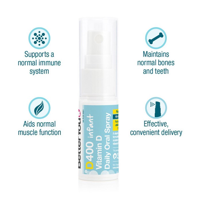 3+1 D400 Infant Vitamin D Oral Spray (15 ml), BetterYou 3+1 D400 Infant Vitamin D Oral Spray (15 ml), BetterYou