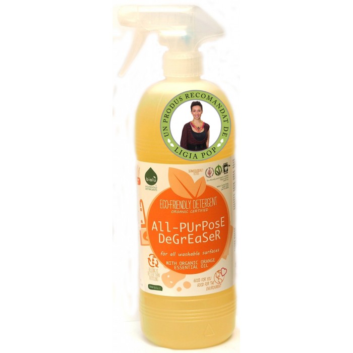 Detergent ecologic pentru toate suprafetele cu ulei de portocale (1 litru), Biolu Detergent ecologic pentru toate suprafetele cu ulei de portocale (1 litru), Biolu