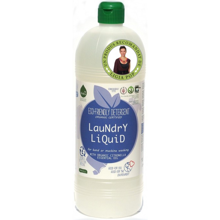 Detergent ecologic lichid pentru rufe albe si colorate cu lamaie (1 litru), Biolu Detergent ecologic lichid pentru rufe albe si colorate cu lamaie (1 litru), Biolu