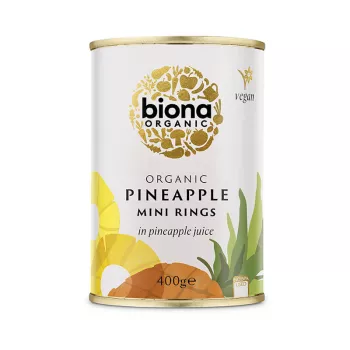 Rondele mini de ananas in suc de ananas eco (400 grame), Biona