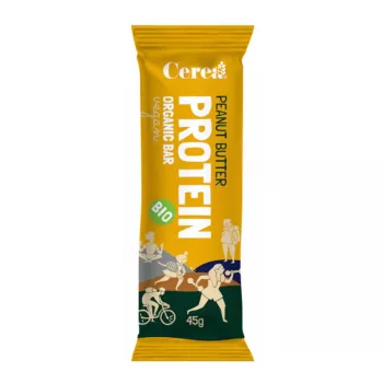 Baton Protein pasta de arahide bio, vegan, fara gluten (45 grame), Cerea Baton Protein pasta de arahide bio, vegan, fara gluten (45 grame), Cerea