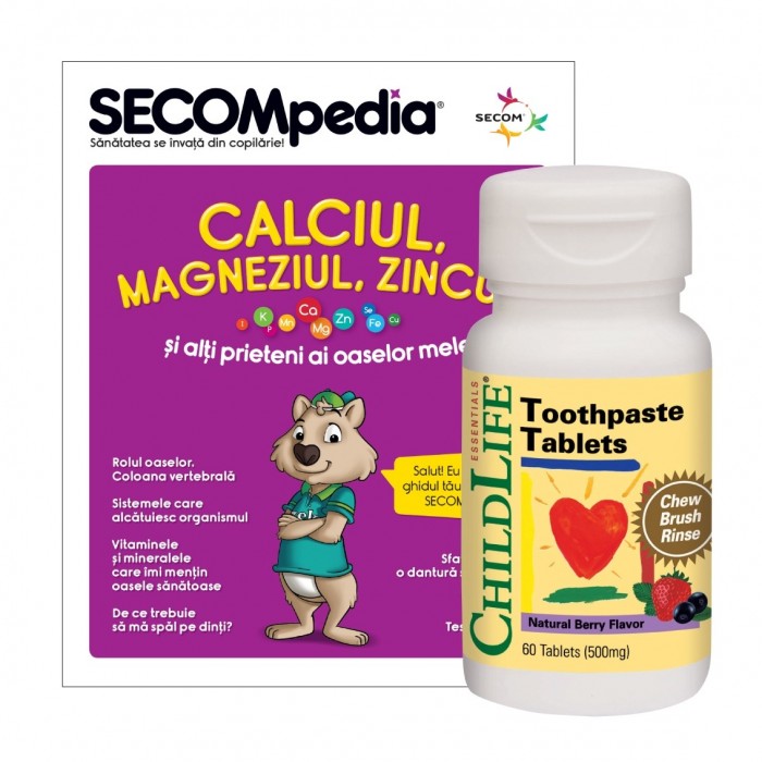 Toothpaste Tablets (60 tablete) (gust de fructe), ChildLife Essentials Toothpaste Tablets (60 tablete) (gust de fructe), ChildLife Essentials