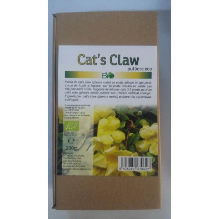 Cat's Claw (gheara matei) bio pulbere (200 grame), Deco Italia Cat's Claw (gheara matei) bio pulbere (200 grame), Deco Italia