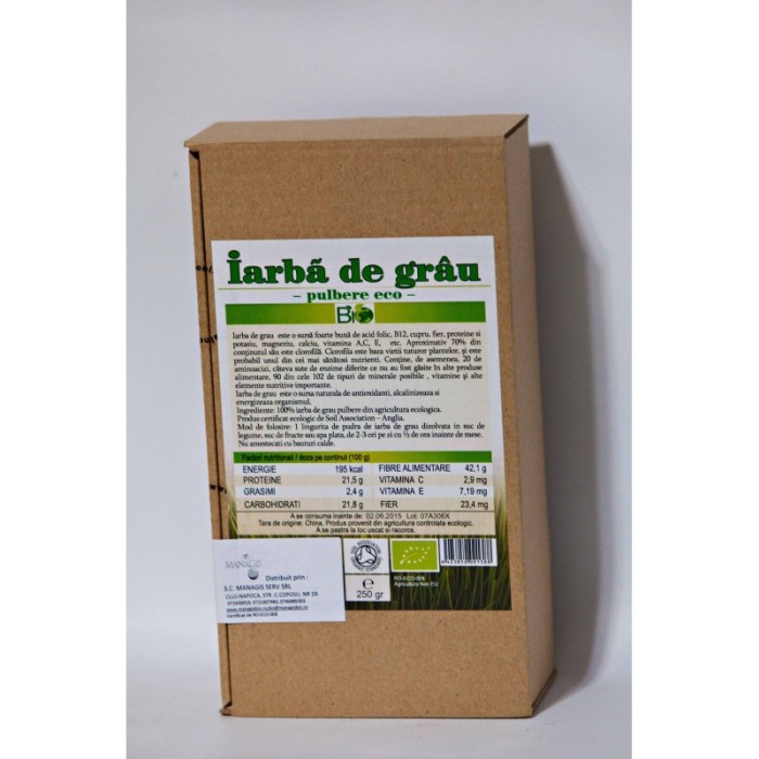 Iarba de grau bio pulbere (125 grame) Iarba de grau bio pulbere (125 grame)