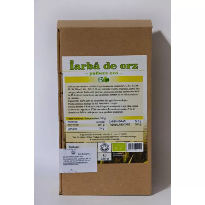 Iarba de orz bio pudra (250 grame) Iarba de orz bio pudra (250 grame)