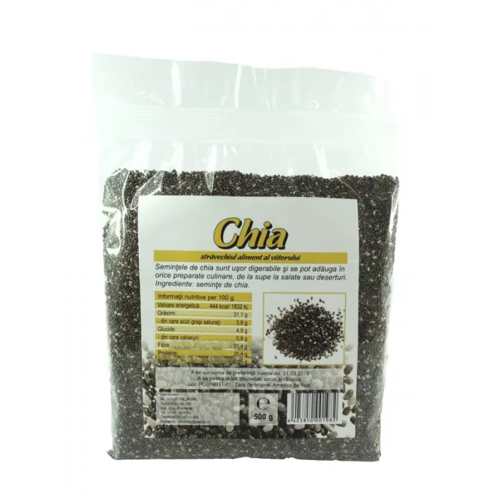 Seminte de chia raw (500 grame), Deco Italia Seminte de chia raw (500 grame), Deco Italia