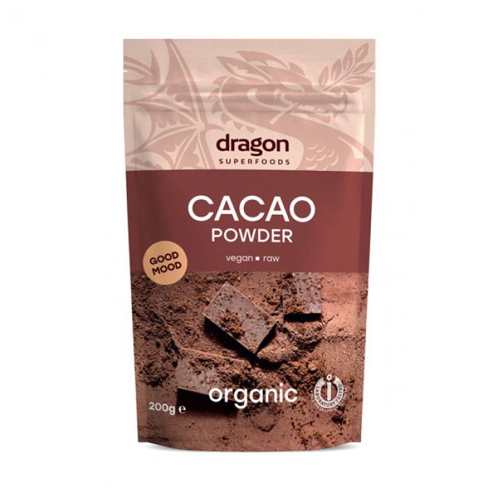 Cacao pudra raw bio (200 grame), Dragon Superfoods Cacao pudra raw bio (200 grame), Dragon Superfoods