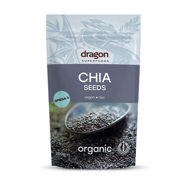 Seminte de chia raw bio (200 grame), Dragon Superfoods Seminte de chia raw bio (200 grame), Dragon Superfoods