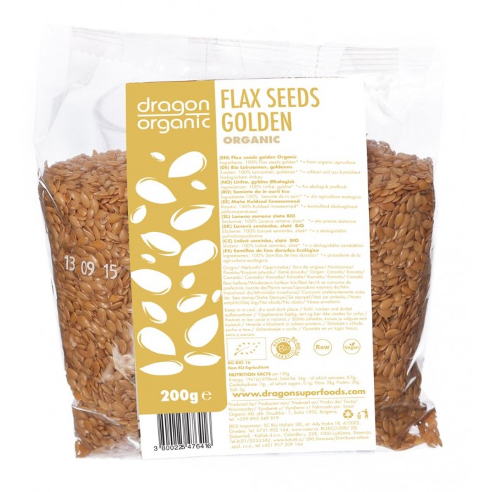 Seminte de in aurii bio (200 g), Dragon Superfoods Seminte de in aurii bio (200 g), Dragon Superfoods