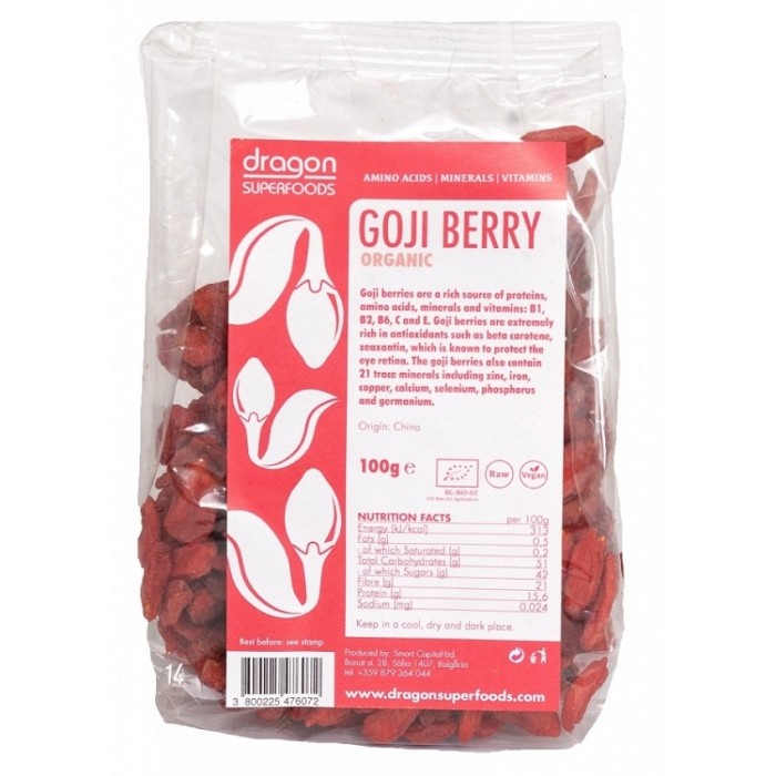 Goji berries raw bio (100 g), Dragon Superfoods Goji berries raw bio (100 g), Dragon Superfoods