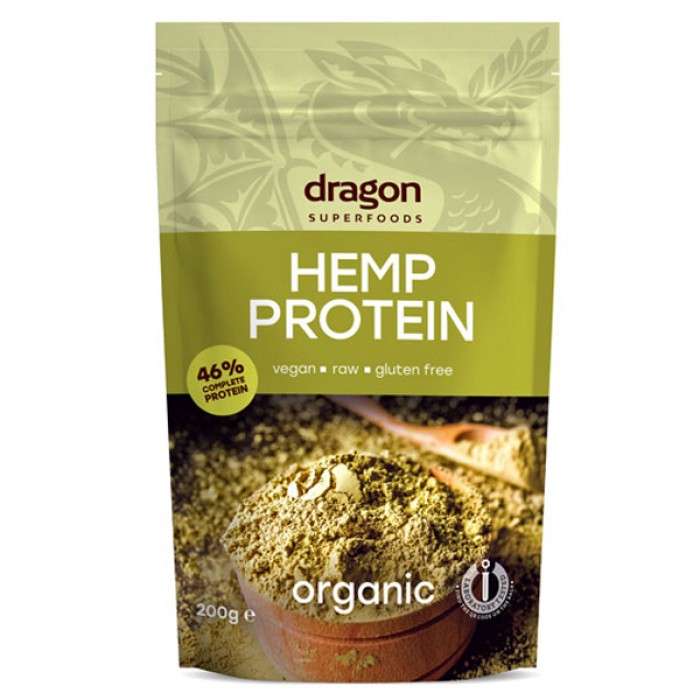 Pudra proteica din canepa raw bio (200 grame), Dragon Superfoods Pudra proteica din canepa raw bio (200 grame), Dragon Superfoods