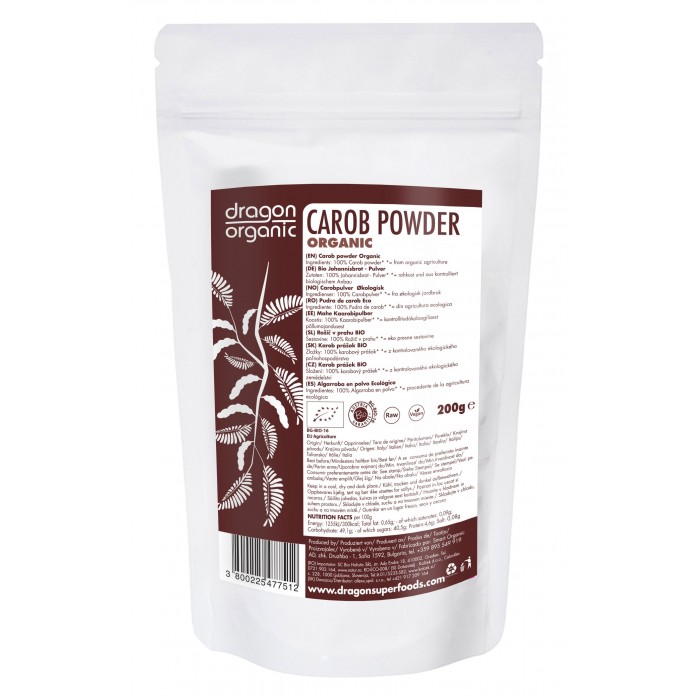 Pudra de carob (roscove) bio (200g), Dragon Superfoods Pudra de carob (roscove) bio (200g), Dragon Superfoods