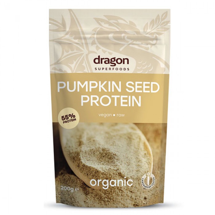 Pudra proteica din seminte de dovleac raw eco (200 grame), Dragon Superfoods Pudra proteica din seminte de dovleac raw eco (200 grame), Dragon Superfoods