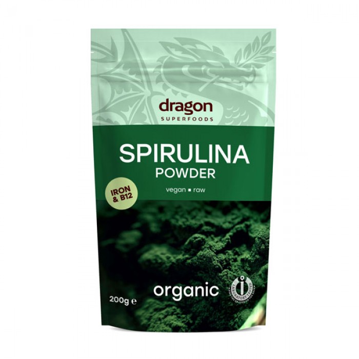 Spirulina pulbere raw bio (200 grame), Dragon Superfoods Spirulina pulbere raw bio (200 grame), Dragon Superfoods