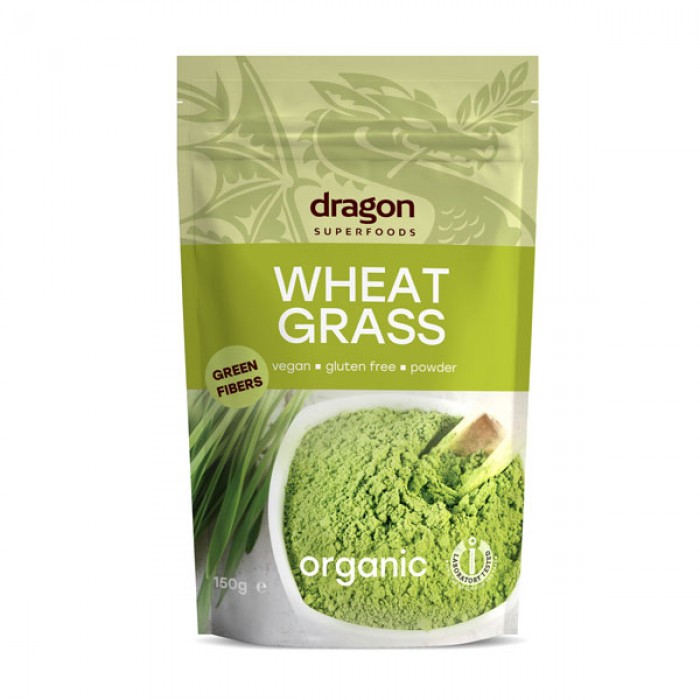 Iarba de grau pulbere raw bio (150 grame), Dragon Superfoods Iarba de grau pulbere raw bio (150 grame), Dragon Superfoods