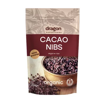 Miez din boabe de cacao eco (200 grame), Dragon Superfoods Miez din boabe de cacao eco (200 grame), Dragon Superfoods