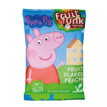 Fulgi din fructe cu piersici - Peppa Pig, vegan, fara zahar (16 grame), Fruitfunk Fulgi din fructe cu piersici - Peppa Pig, vegan, fara zahar (16 grame), Fruitfunk