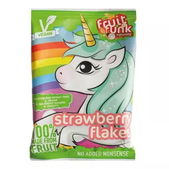 Fulgi fructe cu capsuni - Unicorn, vegan, fara zahar (16 grame), Fruitfunk Fulgi fructe cu capsuni - Unicorn, vegan, fara zahar (16 grame), Fruitfunk